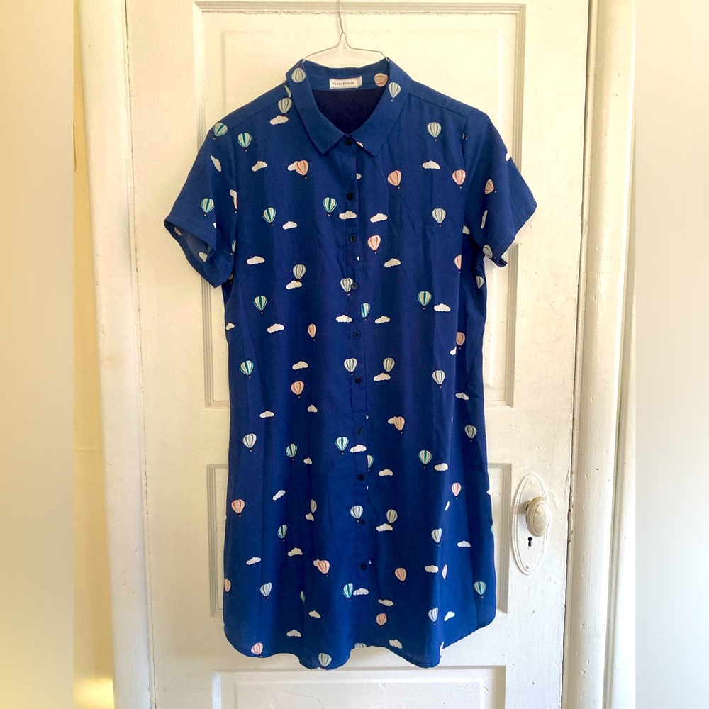 Hot Air Balloon Mini Button Up Dress